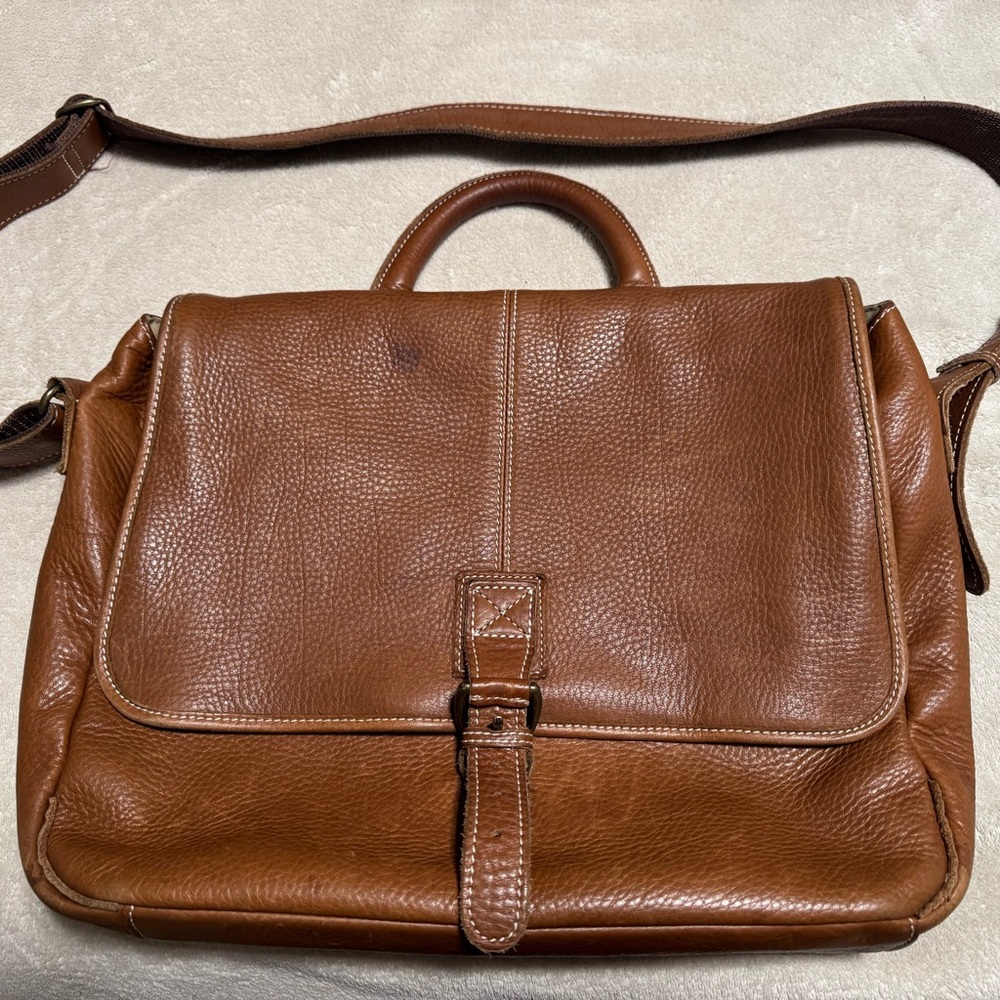L.L. Bean Brown Leather Messenger Bag